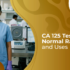 CA 125 blood test tube and lab result report for ovarian cancer screening